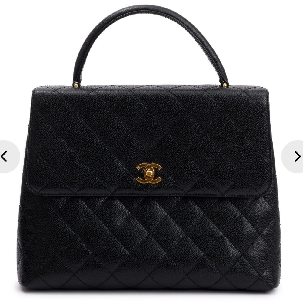 CHANEL Black Quilted Caviar Leather Jumbo Kelly Top Handle Flap Bag 24K GHW